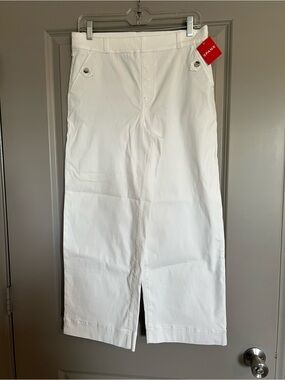 SPANX White Wide-Leg Cropped Twill Pants Size Large